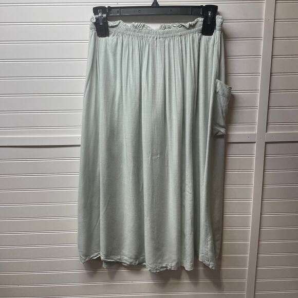 ASOS Design Sea foam Green Maxi Skirt w/Front Square Pockets Ruffle Waistband - Picture 2 of 9